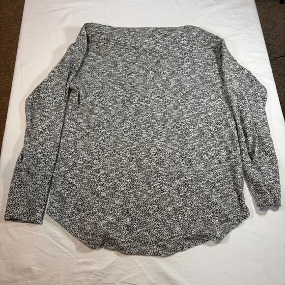 prana womens cowl neck black white heathered drawstring tunic length sweater. M - Picture 4 of 6